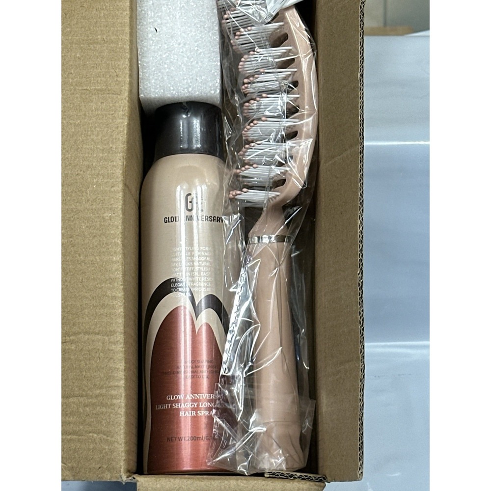 Glow Anniversary Light Shaggy Long Lasting Hairspray 6.76 fl oz +‎ Hair Brush